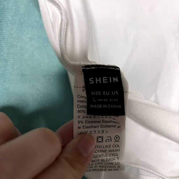Shein NWT White Cap Sleeve Open Back Cropped Shirt Large - Picture 3 of 6